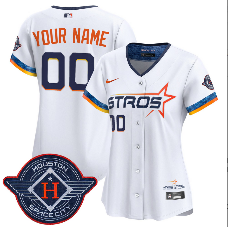 Women Houston Astros 2025 City Connect Vapor white Limited Custom Stitched Jersey->customized mlb jersey->Custom Jersey